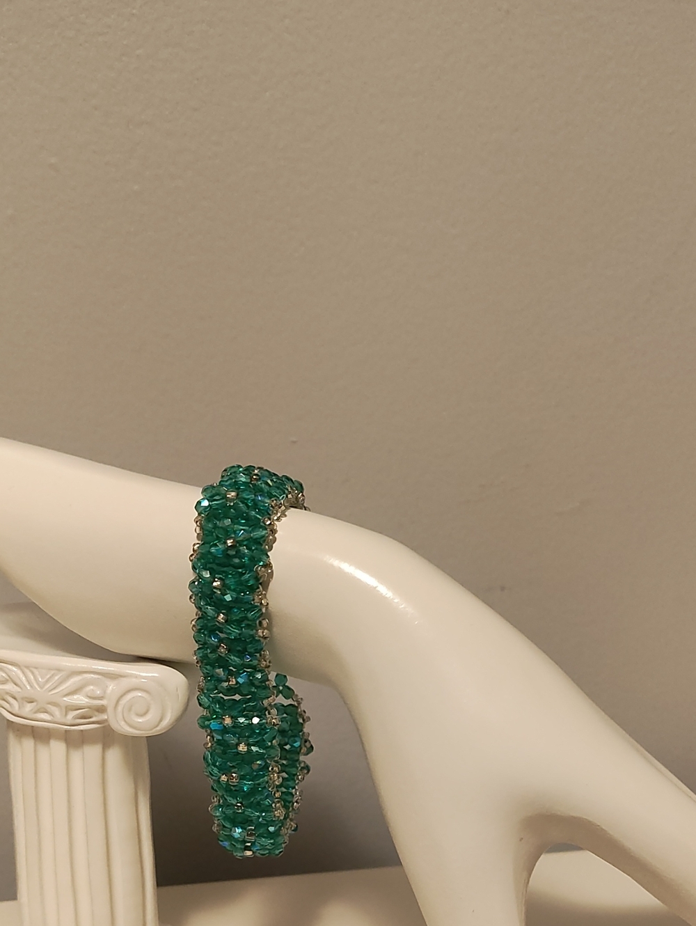 Green Beaded Stretch Bracelet - Women Jewelry